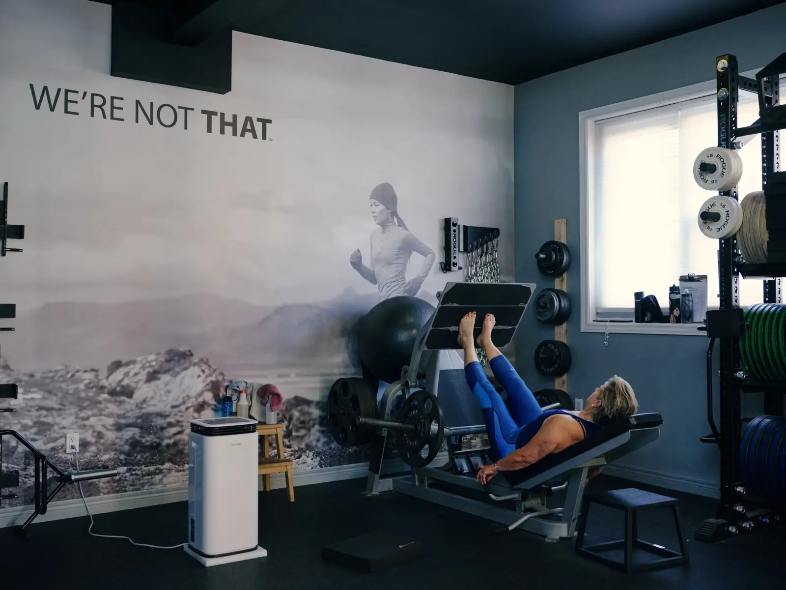 Thrive Fit: a member on the incline bench mid-session